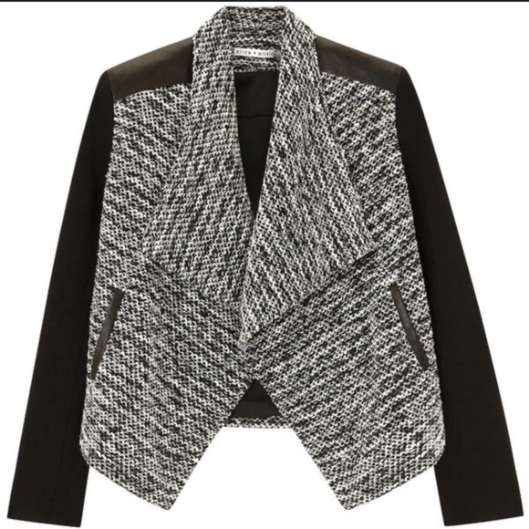 - Alice + Olivia Black jacket with leather.  Good used condition.  No size… - Picture 2 of 5